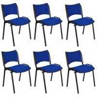 Pack 6 chaises visiteurs Smart avec structure en époxy noir et revêtement en Baly (textile) ou éco-cuir